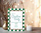 Green Check Christmas Party Invitations & Envelopes | Pack of 10 - Larosier Prints
