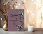Gothic Purple Rose Christmas Party Invitations & Envelopes | Pack of 10 - Larosier Prints
