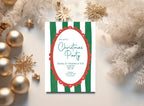 Green Stripe Christmas Party Invitations & Envelopes | Pack of 10 - Larosier Prints