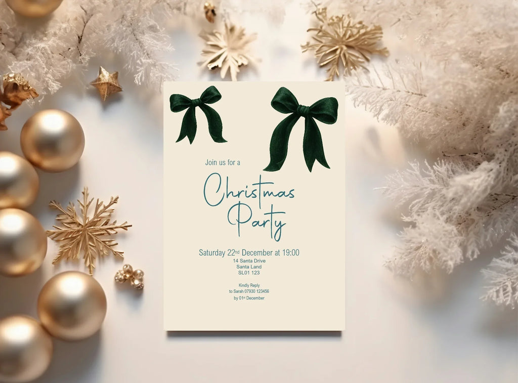 Green Velvet Bow Custom Party Sign - Larosier Prints