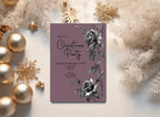 Gothic Purple Rose Christmas Party Invitations & Envelopes | Pack of 10 - Larosier Prints