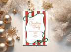 Red Stripe Christmas Party Invitations & Envelopes | Pack of 10 - Larosier Prints