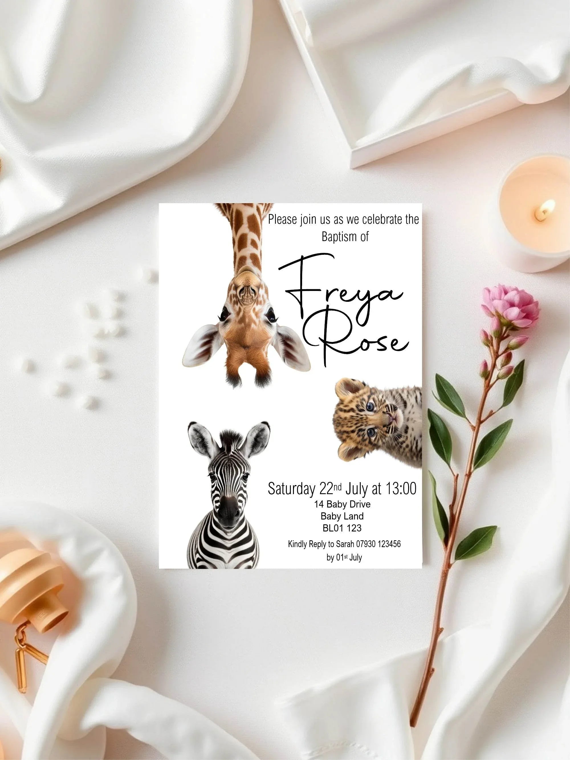 Wild One Christening | Baptism Party Invitations & Envelopes | Pack of 10 - Larosier Prints