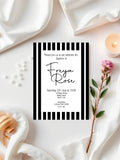 Black & White Stripe Christening | Baptism Party Invitations & Envelopes | Pack of 10 - Larosier Prints