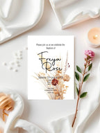 Boho Christening | Baptism Party Invitations & Envelopes | Pack of 10 - Larosier Prints