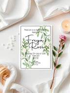 Green & White Rose Christening | Baptism Party Invitations & Envelopes | Pack of 10 - Larosier Prints