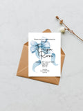 Bows Christening | Baptism Party Invitations & Envelopes | Pack of 10 | Beige, Pink or Blue - Larosier Prints