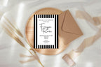 Black & White Stripe Christening | Baptism Party Invitations & Envelopes | Pack of 10 - Larosier Prints