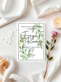 Green & White Rose Christening | Baptism Party Invitations & Envelopes | Pack of 10 - Larosier Prints