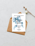 Bows Christening | Baptism Party Invitations & Envelopes | Pack of 10 | Beige, Pink or Blue - Larosier Prints