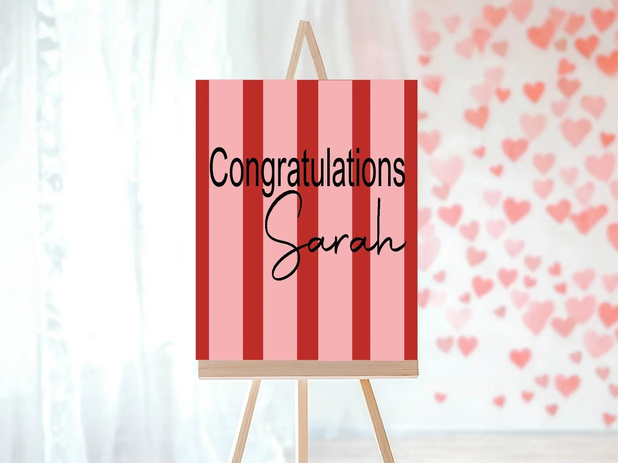 Red & Pink Congratulations Party Sign - Larosier Prints