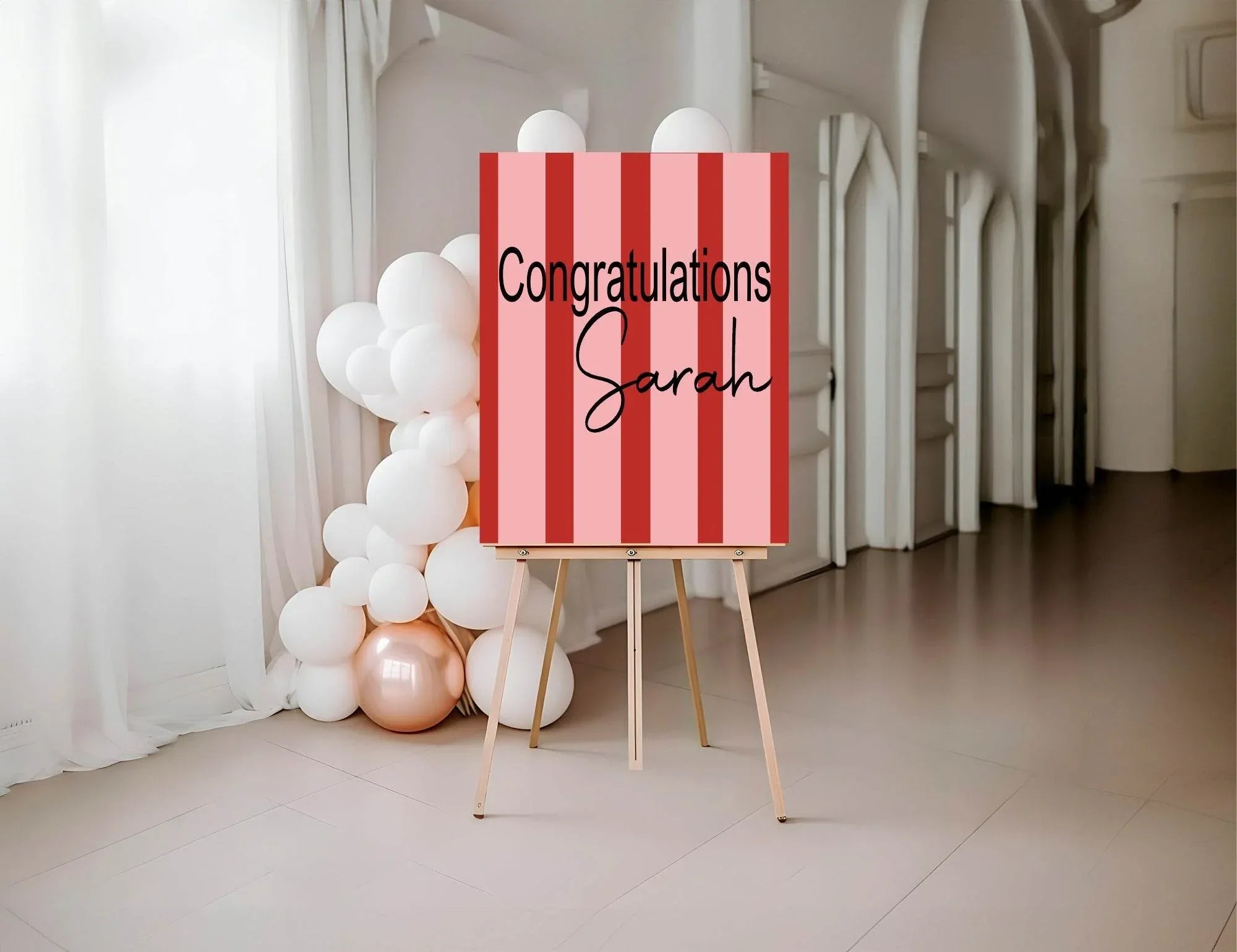 Red & Pink Congratulations Party Sign - Larosier Prints