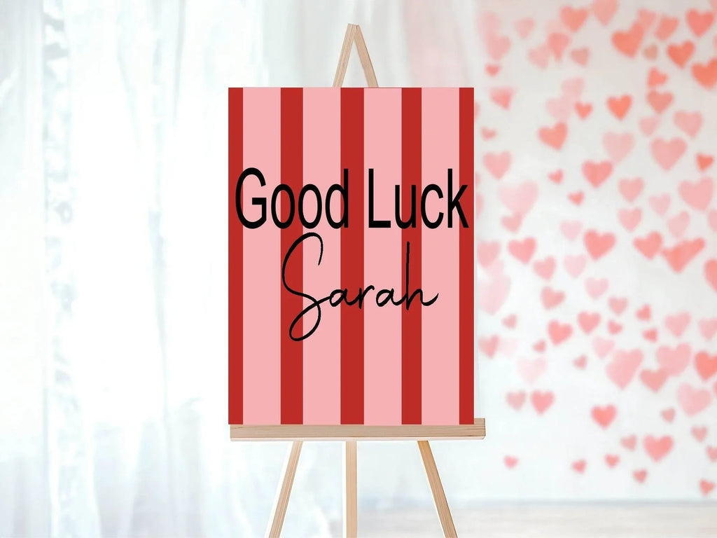 Red & Pink Good Luck Party Sign - Larosier Prints