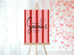 Red & Pink Stripe Welcome Divorce Party Sign - Larosier Prints