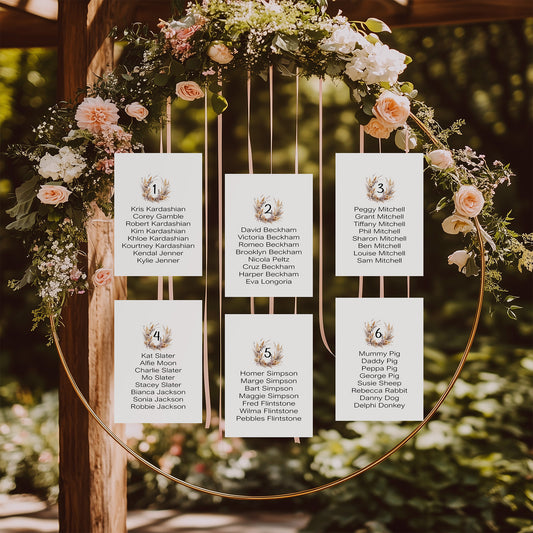 Boho Individual Table Plan Party Sign