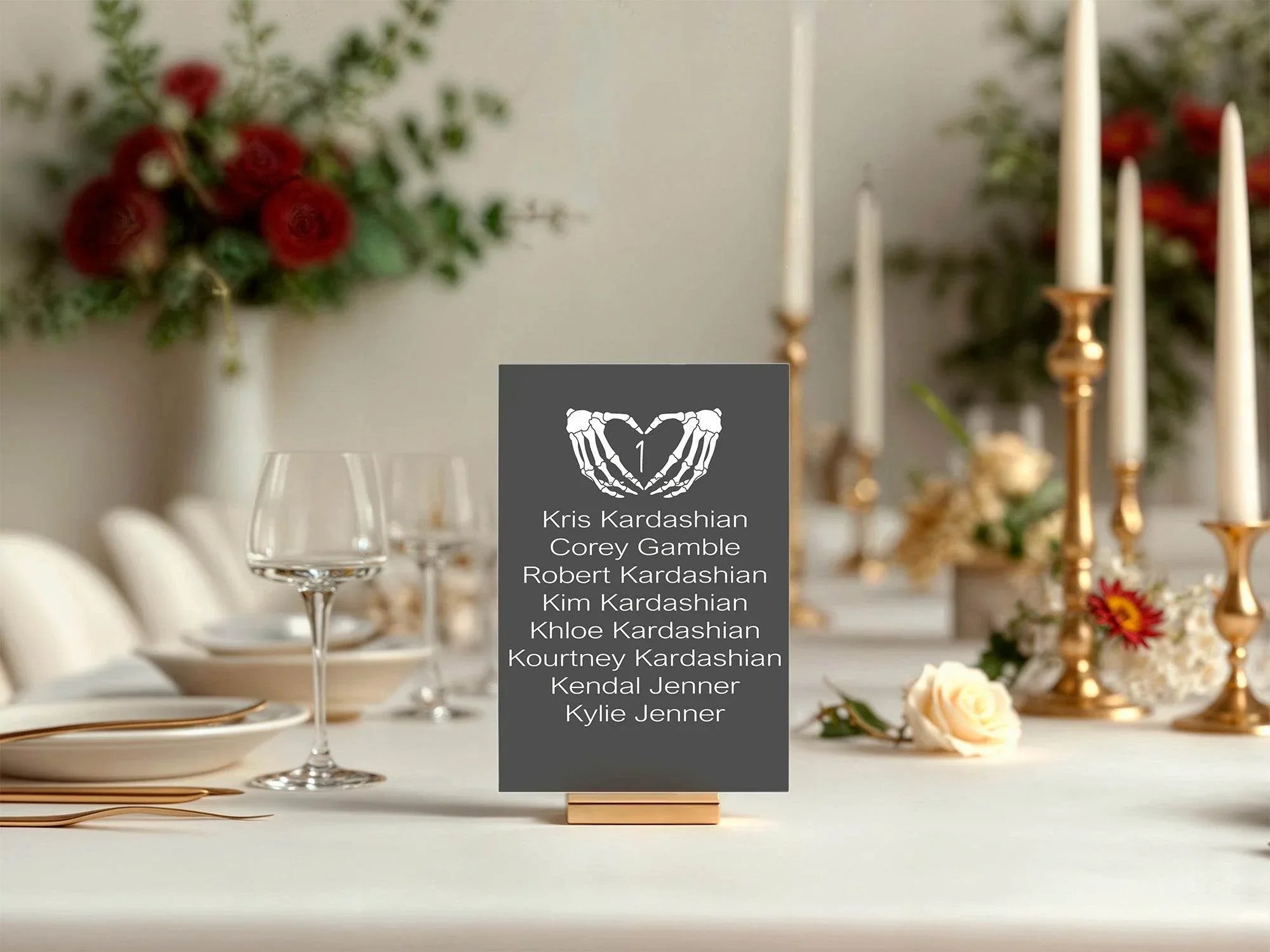 Gothic Individual Table Plan Party Sign - Larosier Prints