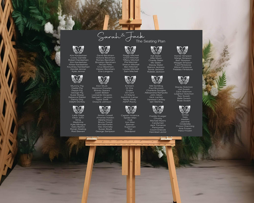 Gothic Table Plan Wedding Party Sign - Larosier Prints