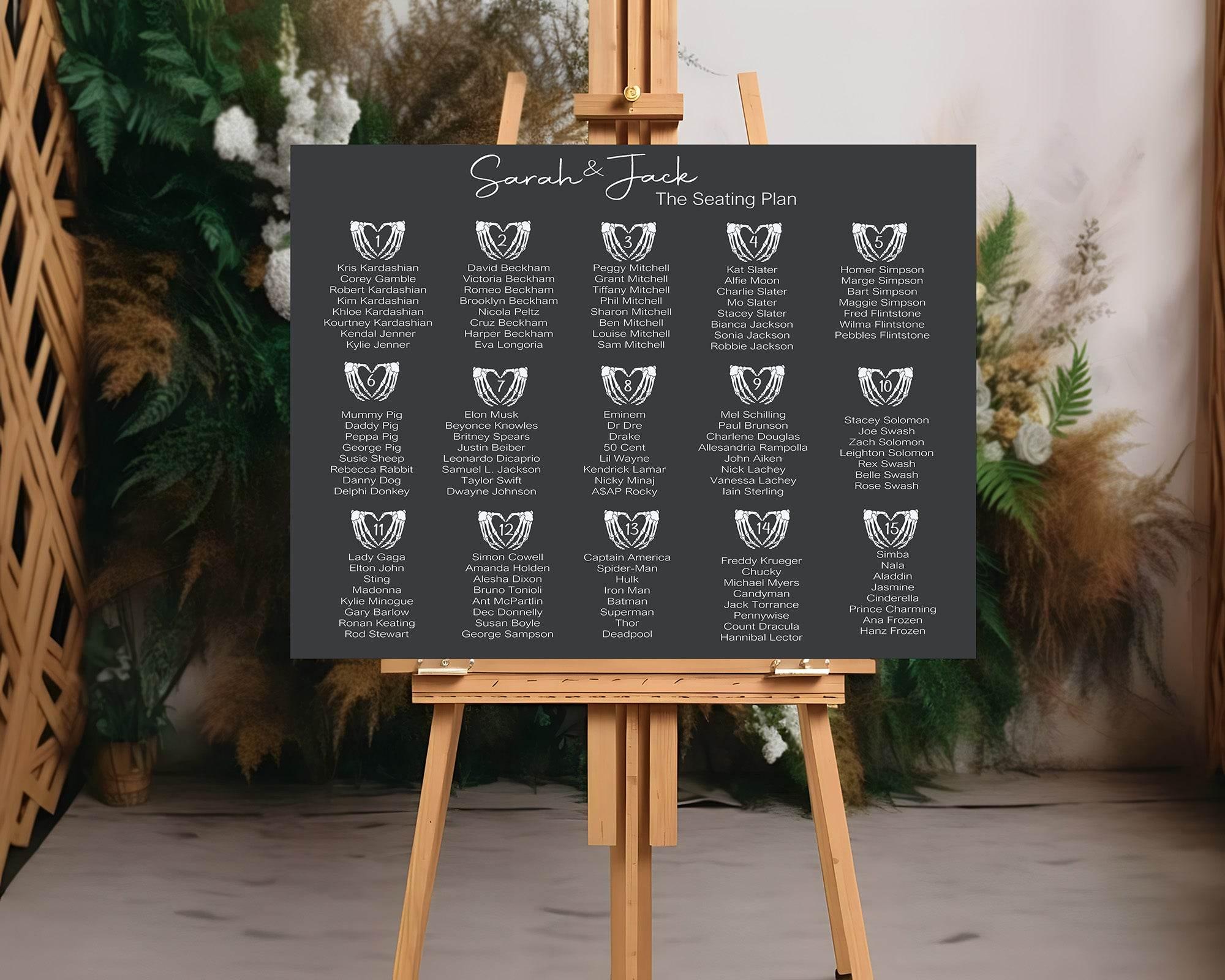 Gothic Table Plan Wedding Party Sign - Larosier Prints