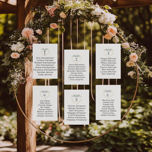 Eucalyptus Individual Table Plan Party Sign