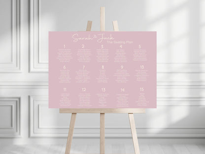 Dusky Pink Table Plan Wedding Party Sign