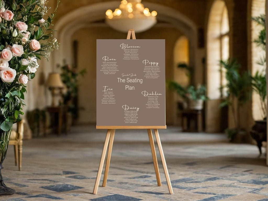 Earth Table Plan Wedding Party Sign - Larosier Prints