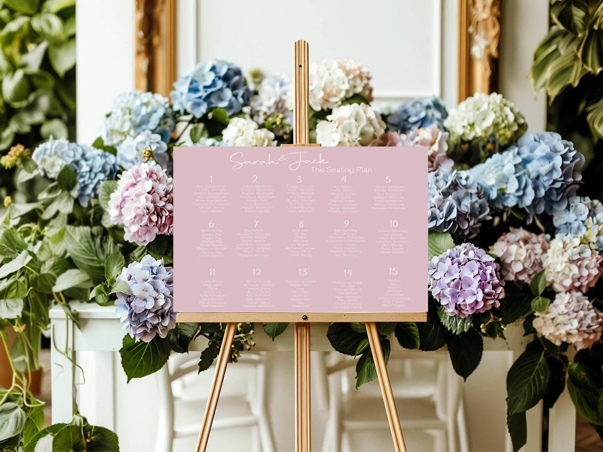 Dusky Pink Table Plan Wedding Party Sign - Larosier Prints