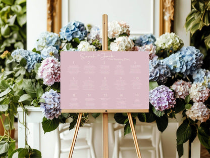 Dusky Pink Table Plan Wedding Party Sign
