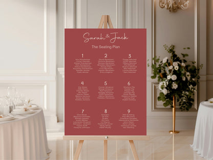 Rosewood Table Plan Wedding Party Sign