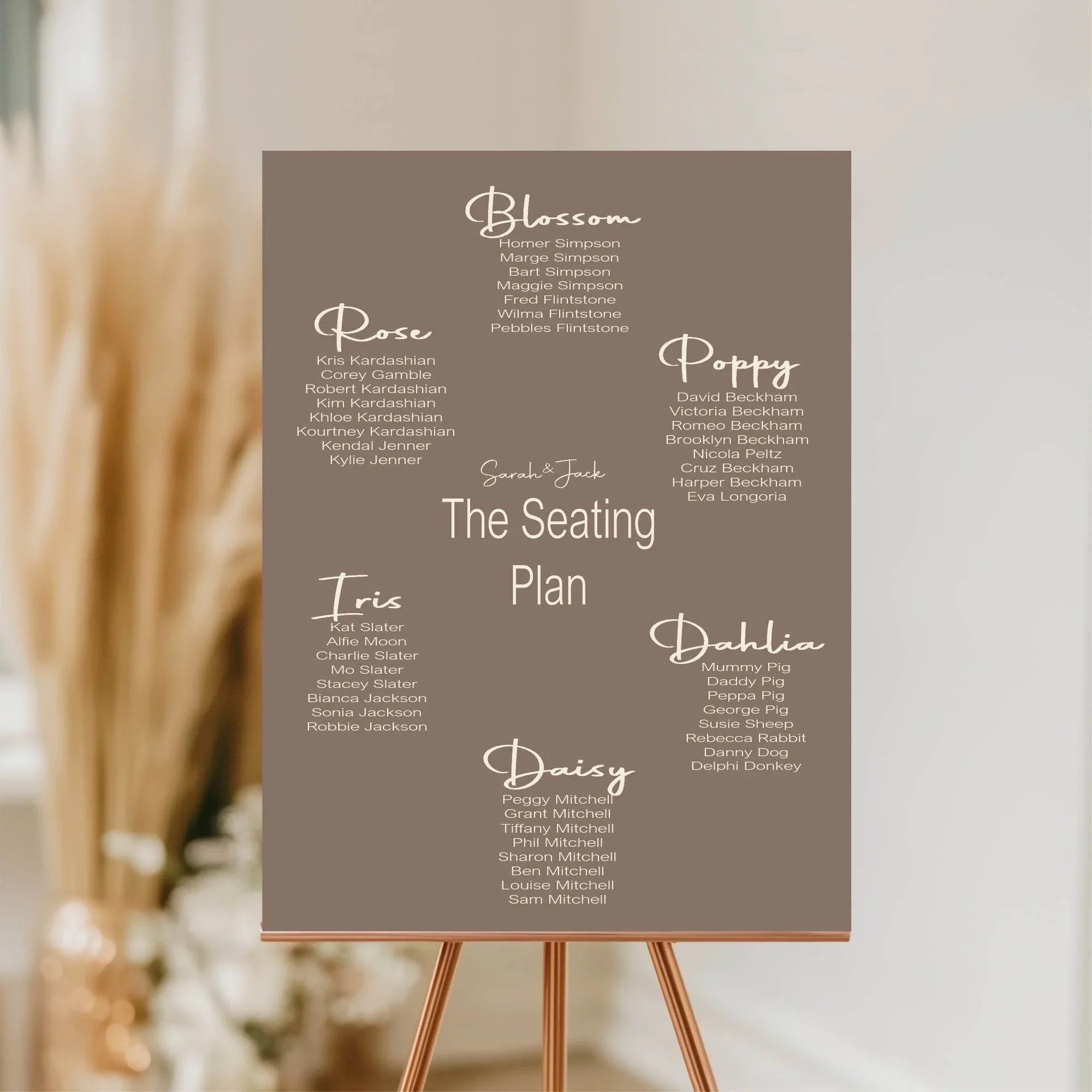 Earth Table Plan Wedding Party Sign - Larosier Prints