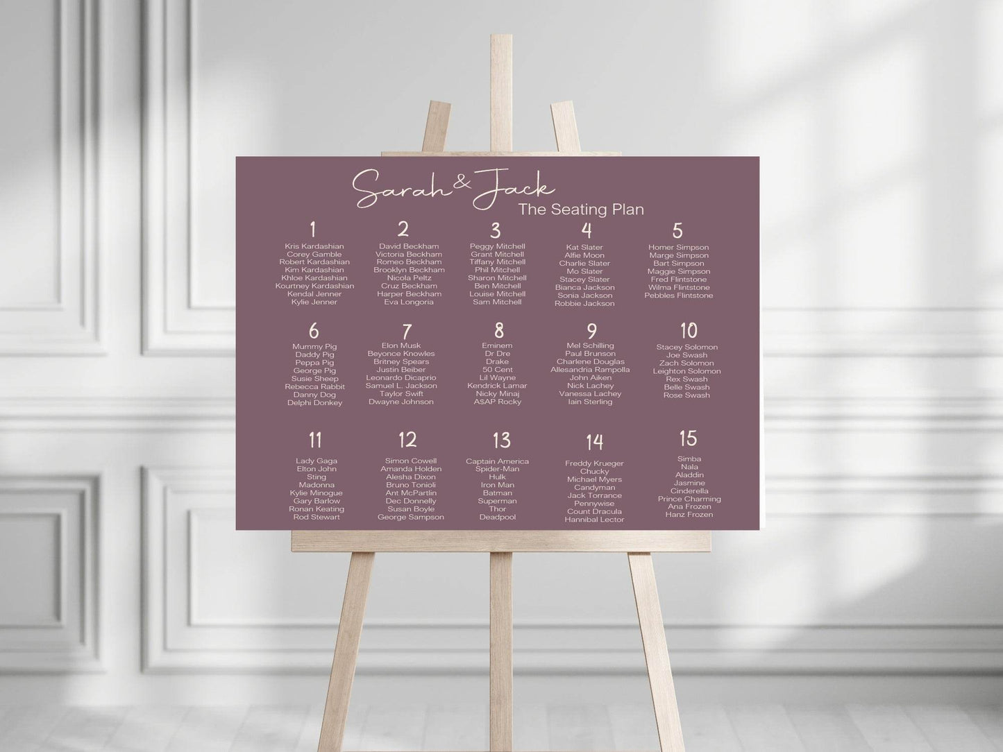 Heather Table Plan Wedding Party Sign
