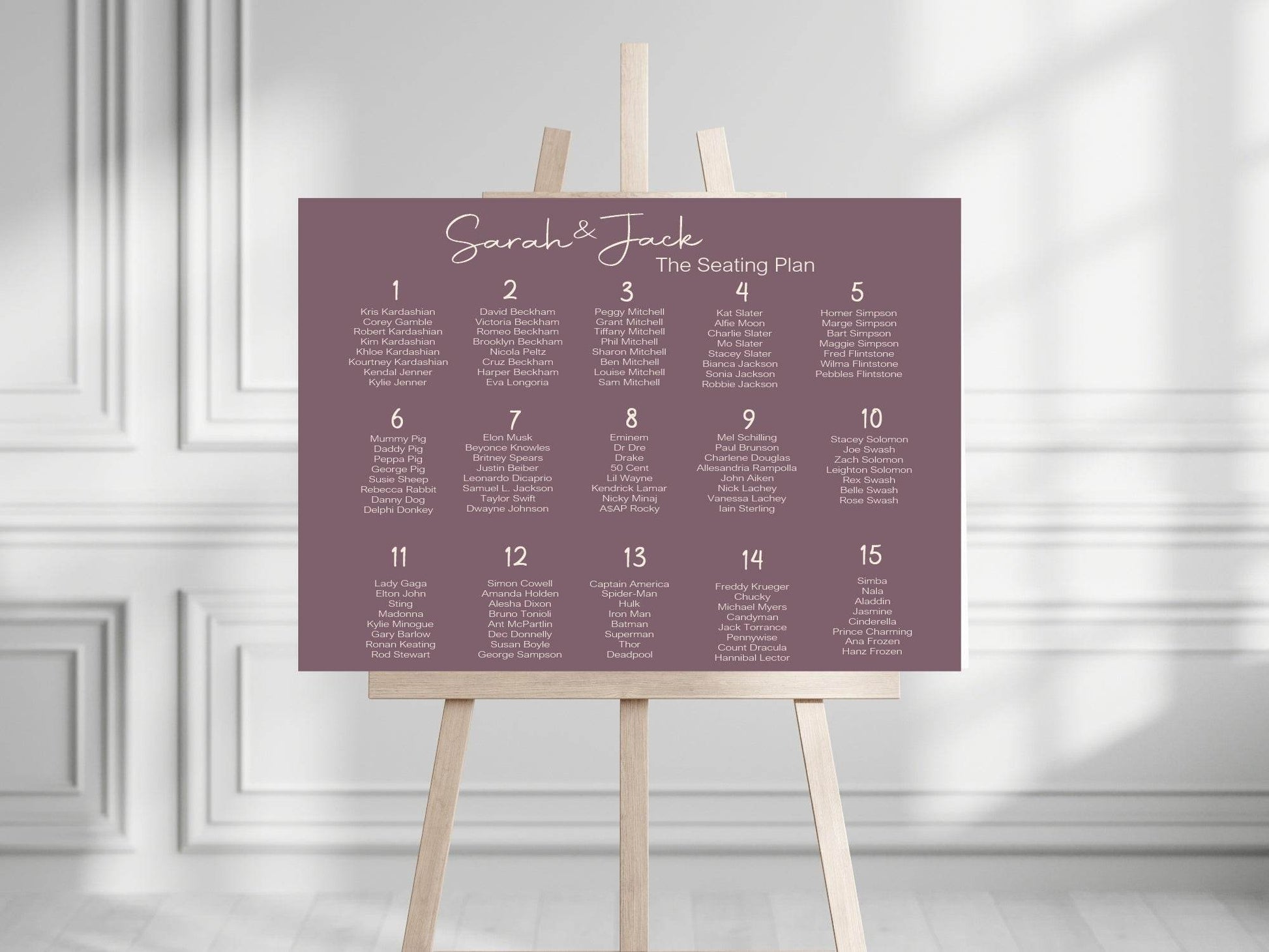 Heather Table Plan Wedding Party Sign
