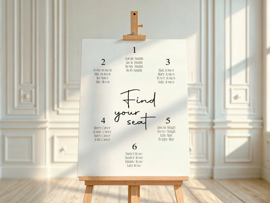 Minimalist Table Plan Wedding Sign | Black & White