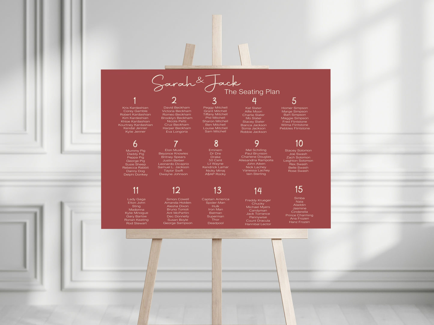Rosewood Table Plan Wedding Party Sign