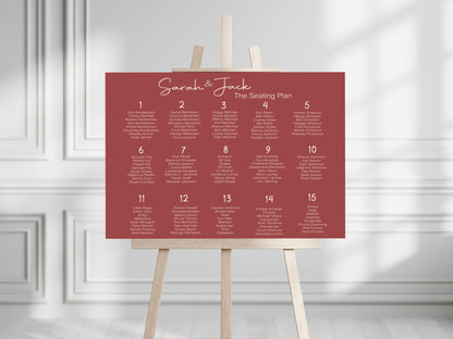 Rosewood Table Plan Wedding Party Sign
