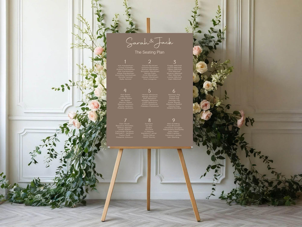 Earth Table Plan Wedding Party Sign - Larosier Prints