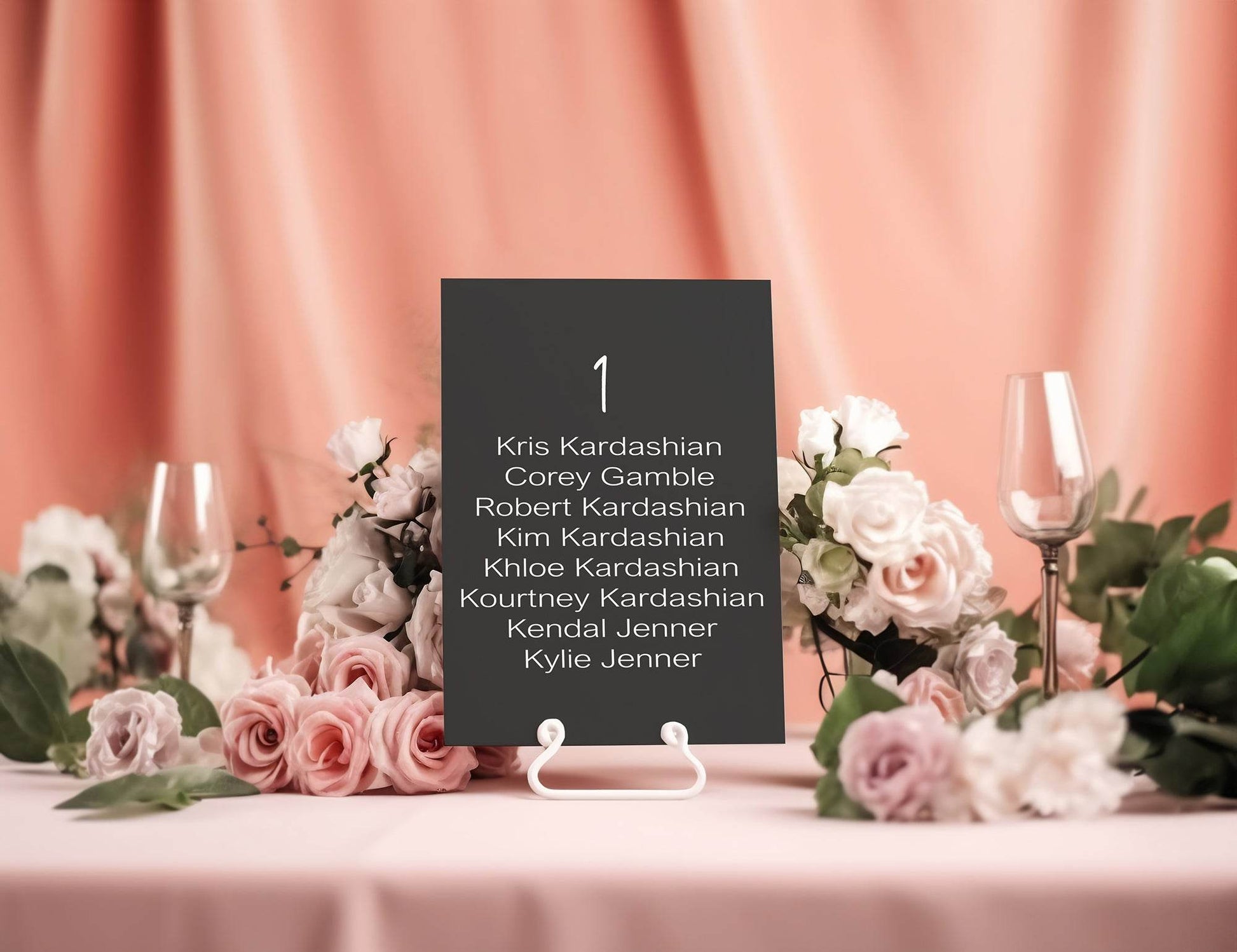 Minimalist Noir Individual Table Plan Party Sign