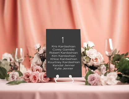 Minimalist Noir Individual Table Plan Party Sign