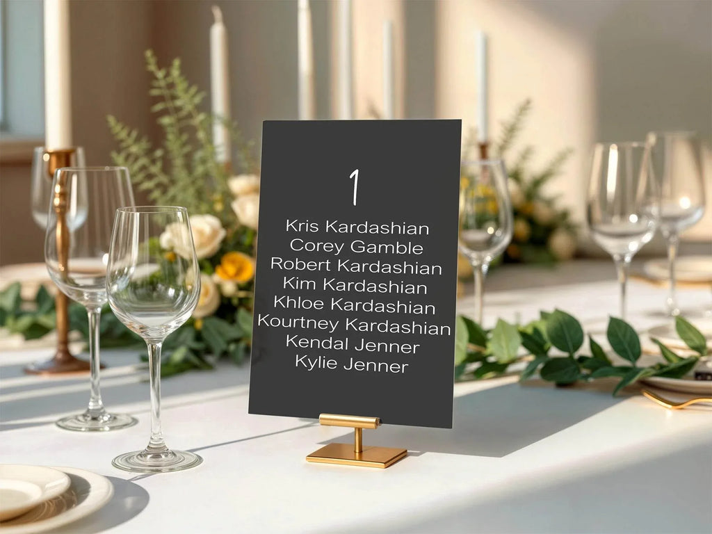 Minimalist Noir Individual Table Plan Party Sign - Larosier Prints