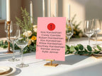 Red & Pink Individual Table Plan Party Sign - Larosier Prints