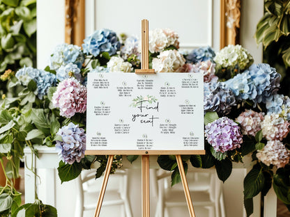 Green & White Rose Table Plan Wedding Sign