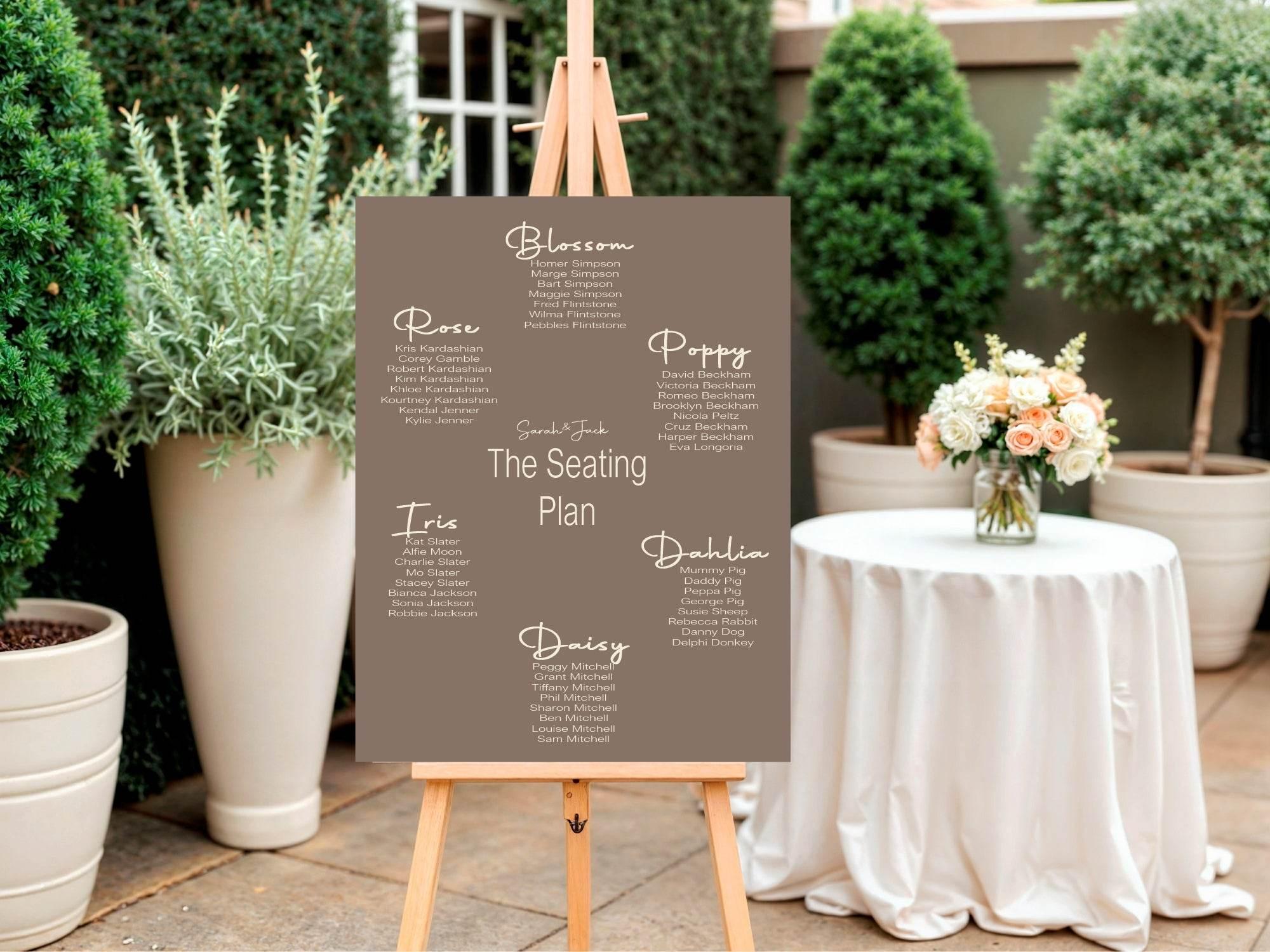 Earth Table Plan Wedding Party Sign - Larosier Prints