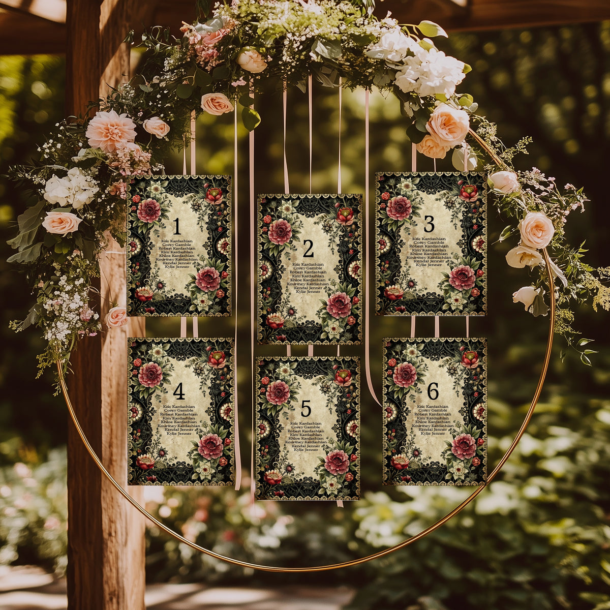 Personalised Gothic Floral Wedding Sign | Custom Wording