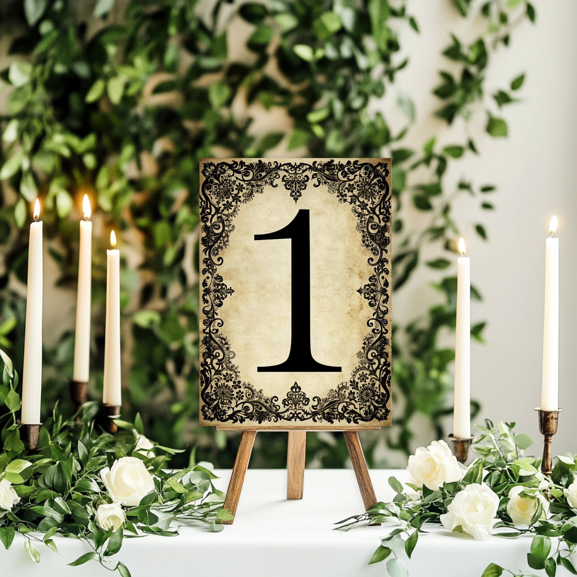 Black Lace Wedding Individual Table Plan Party Sign