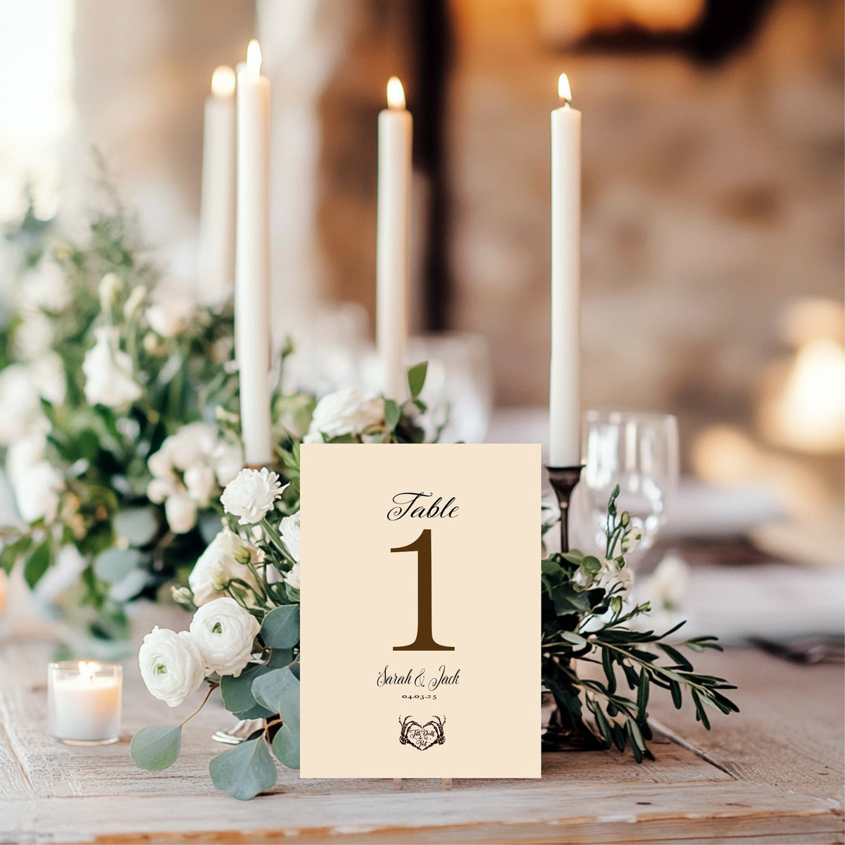 The Lovers Tarot Personalised Table Numbers | Beige, White or Charcoal
