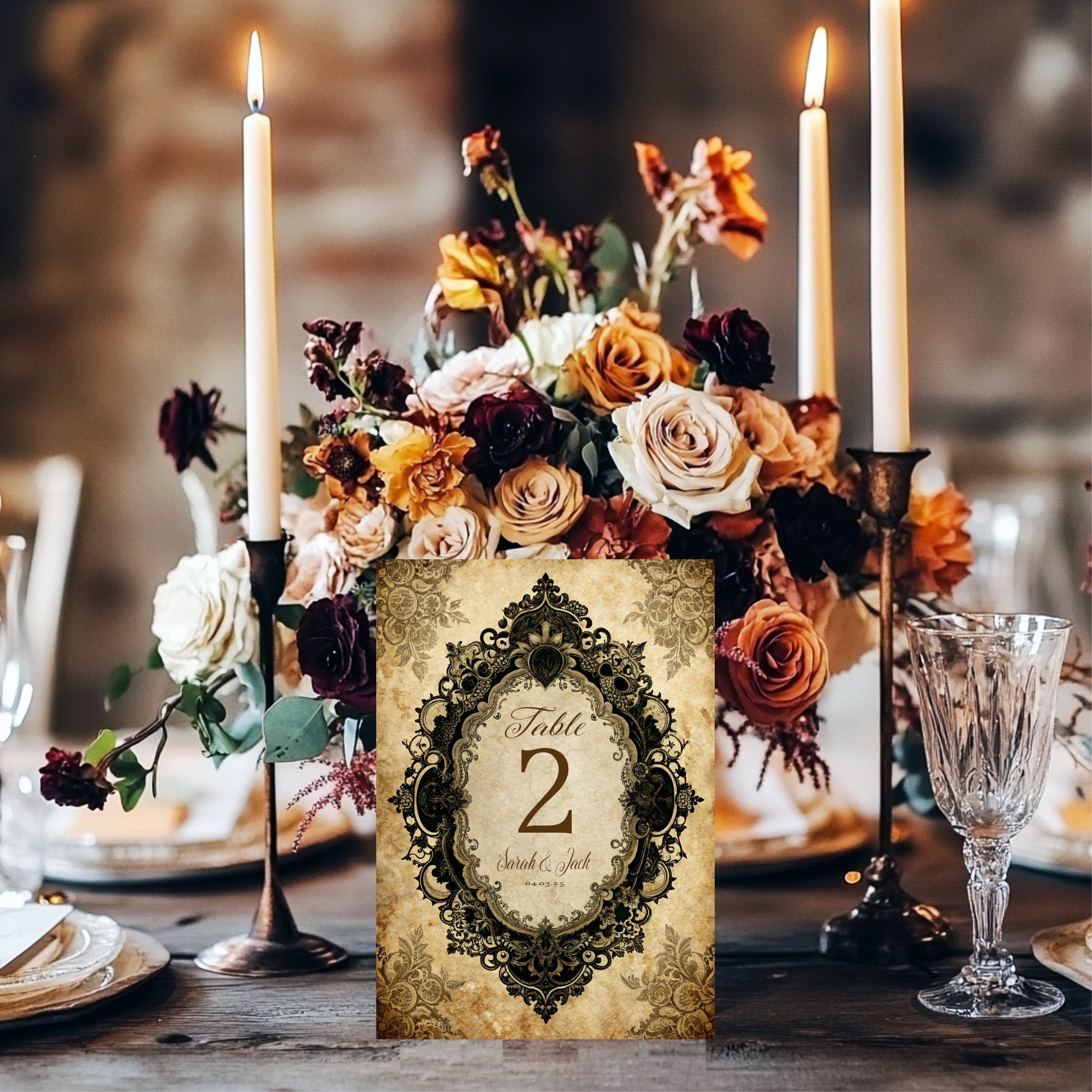 Lace Oval Wedding Personalised Table Names & Numbers | Pack Of 10