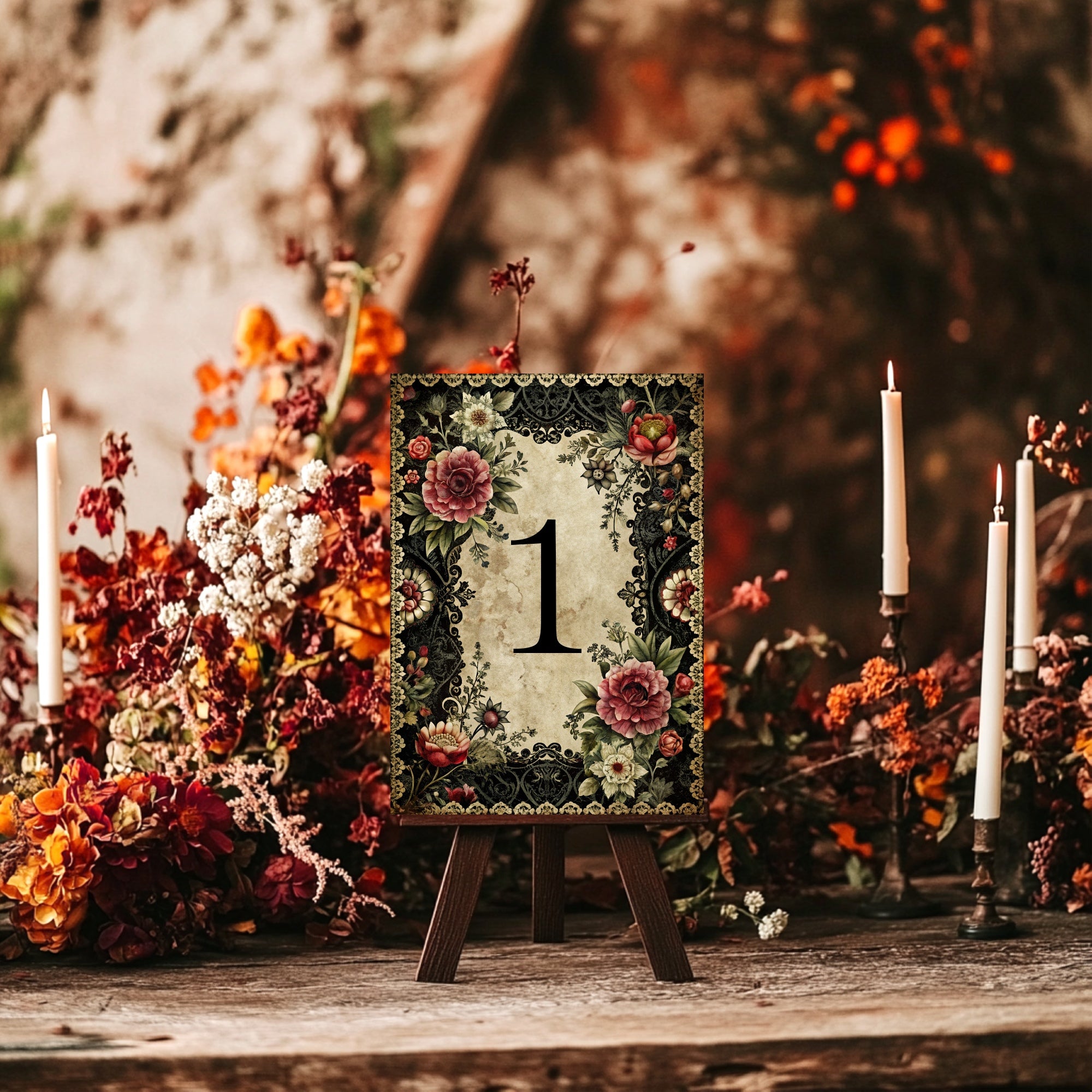 Gothic Floral Essentials Wedding Signage Bundle