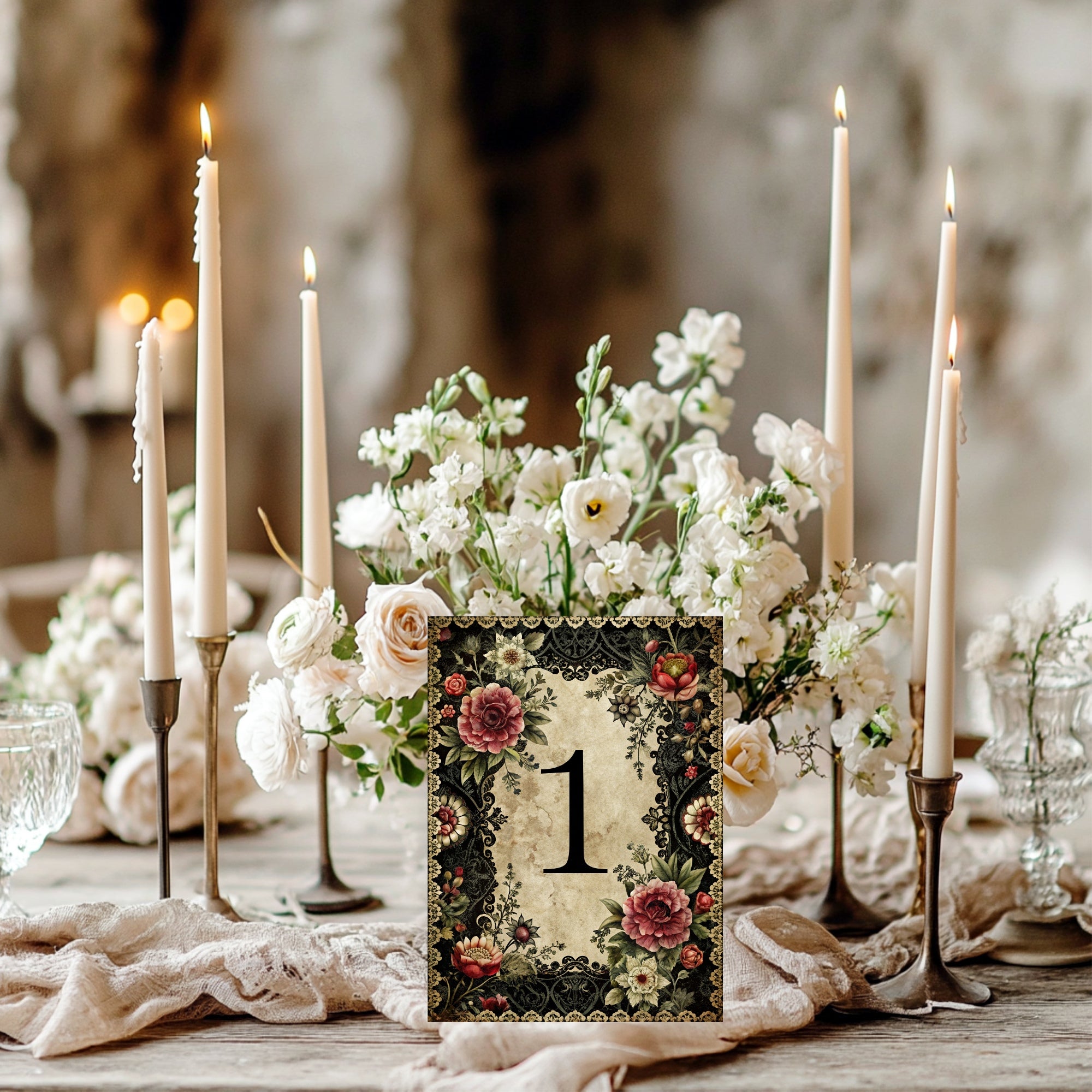 Gothic Floral Essentials Wedding Signage Bundle