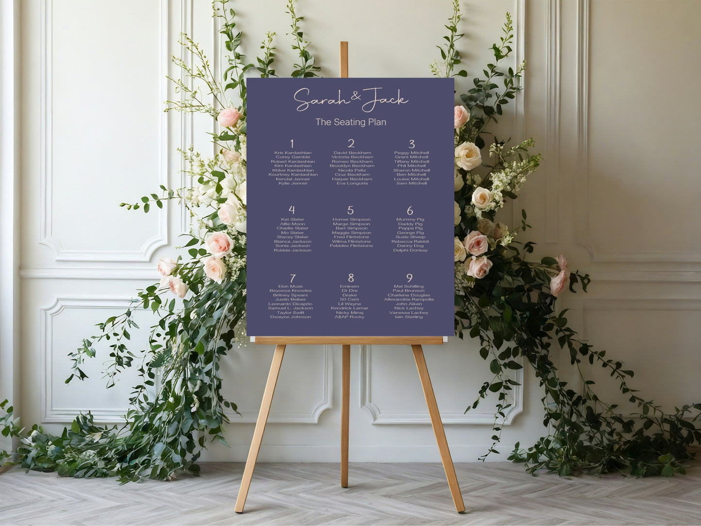 Sapphire Table Plan Wedding Party Sign