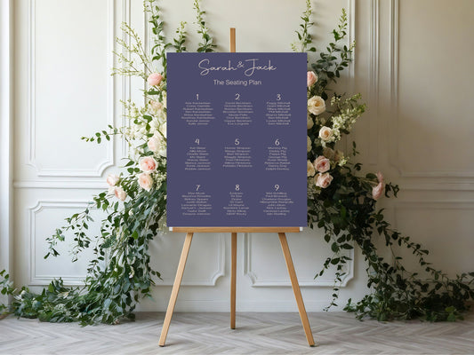Sapphire Table Plan Wedding Party Sign