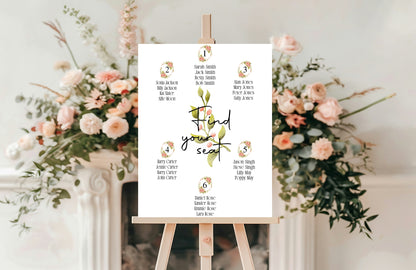 Pink Rose Table Plan Wedding Sign